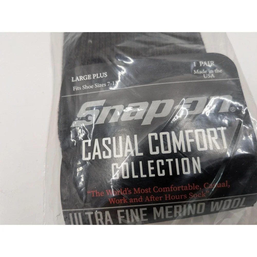 Snap-on Men 3 Pair Sock Bundle Merino Wool & Cotton Crew Work Socks Size L 7-12